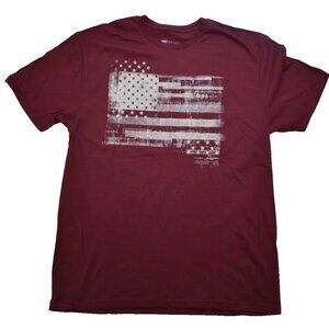 ME87 Clothing Co Mens American Flag Patriotic Art Graphic Maroon Shirt New S-2XL
